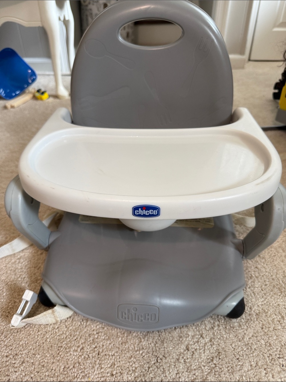 chicco Gray Booster Seat with White Removable Tray